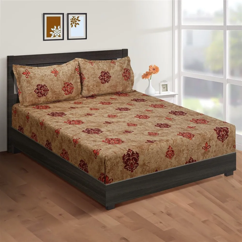 Swayam Merlot Color Print Zinnia Bedding Set