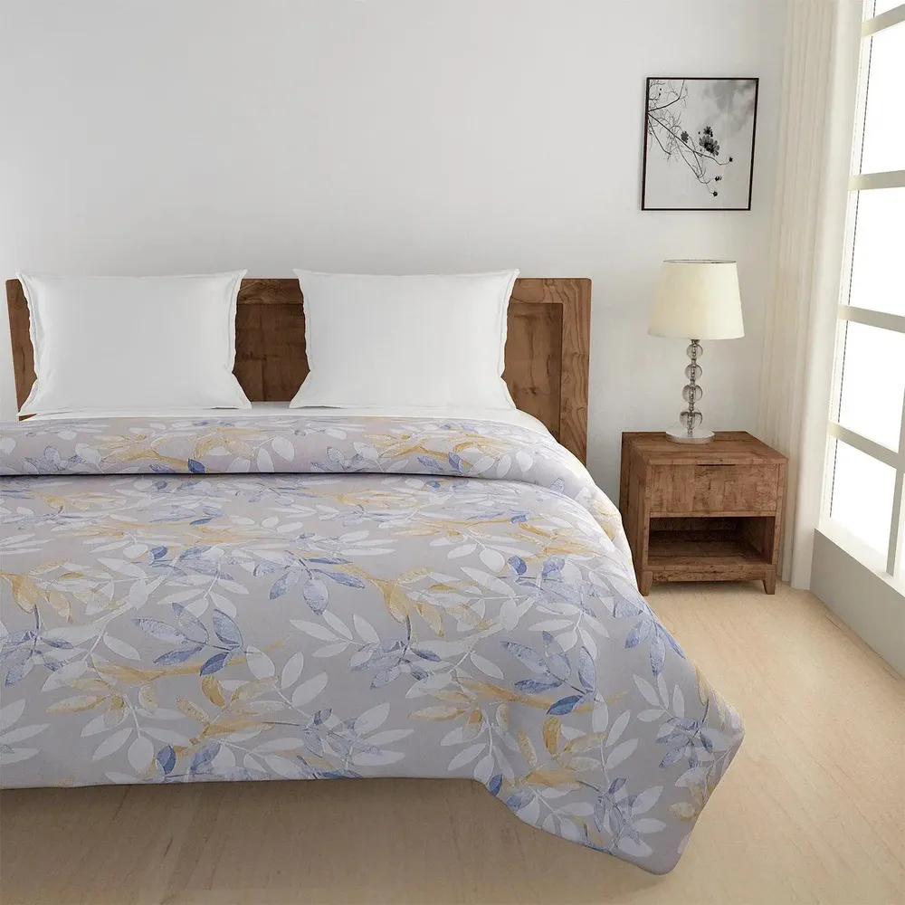 Swayam Multicolor Breezy Leaves Pure Cotton Double Bed Comforter