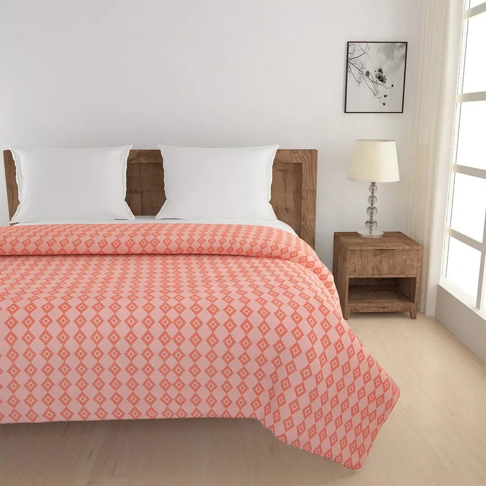 Swayam Orange &amp; Peach Traditional Art Pure Cotton Double Bed Comforter