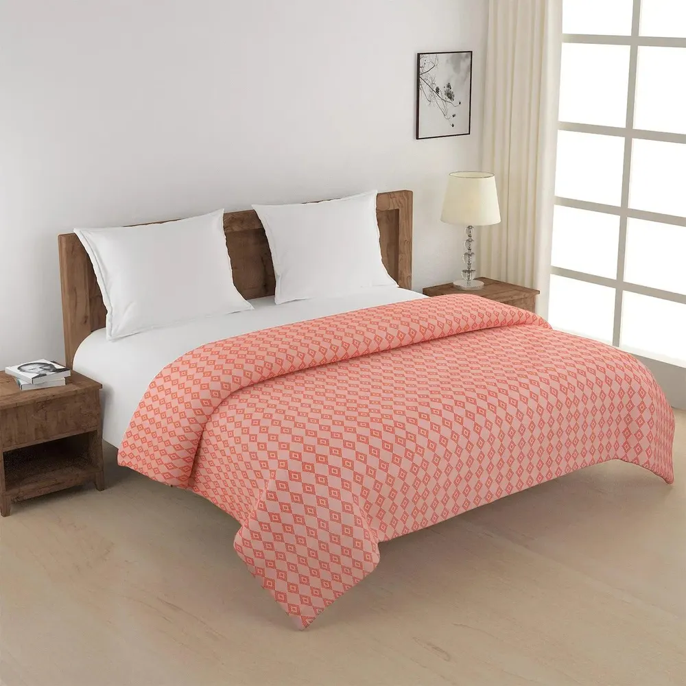 Swayam Orange &amp; Peach Traditional Art Pure Cotton Double Bed Comforter