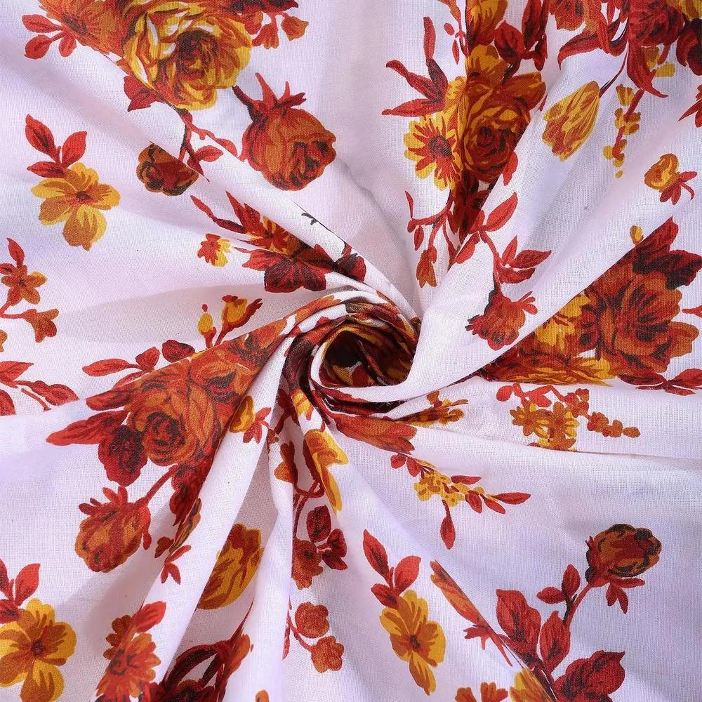 Swayam Orange &amp; Yellow Floral Spree Pure Cotton Double Bed Comforter