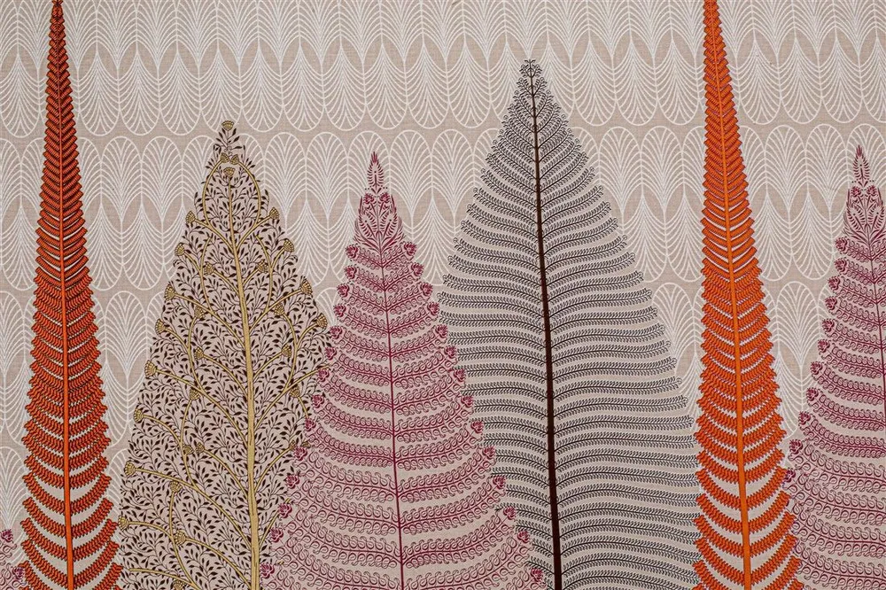 Swayam Orange Fern Print Veda Bedding Set