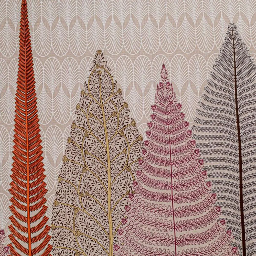 Swayam Orange Fern Print Veda Fitted Bed Sheet with 2 pillow covers