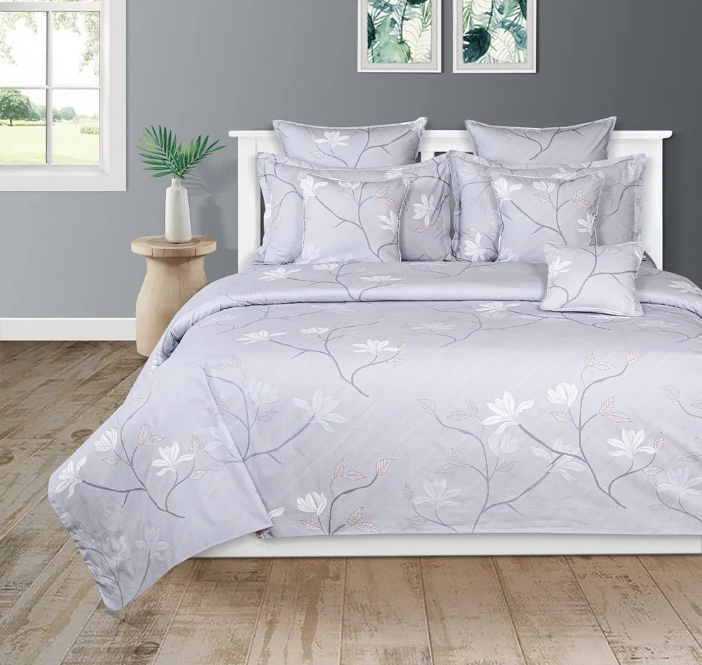 Swayam Pearl River White flower Veda Double Bedsheet with 2 pillow covers