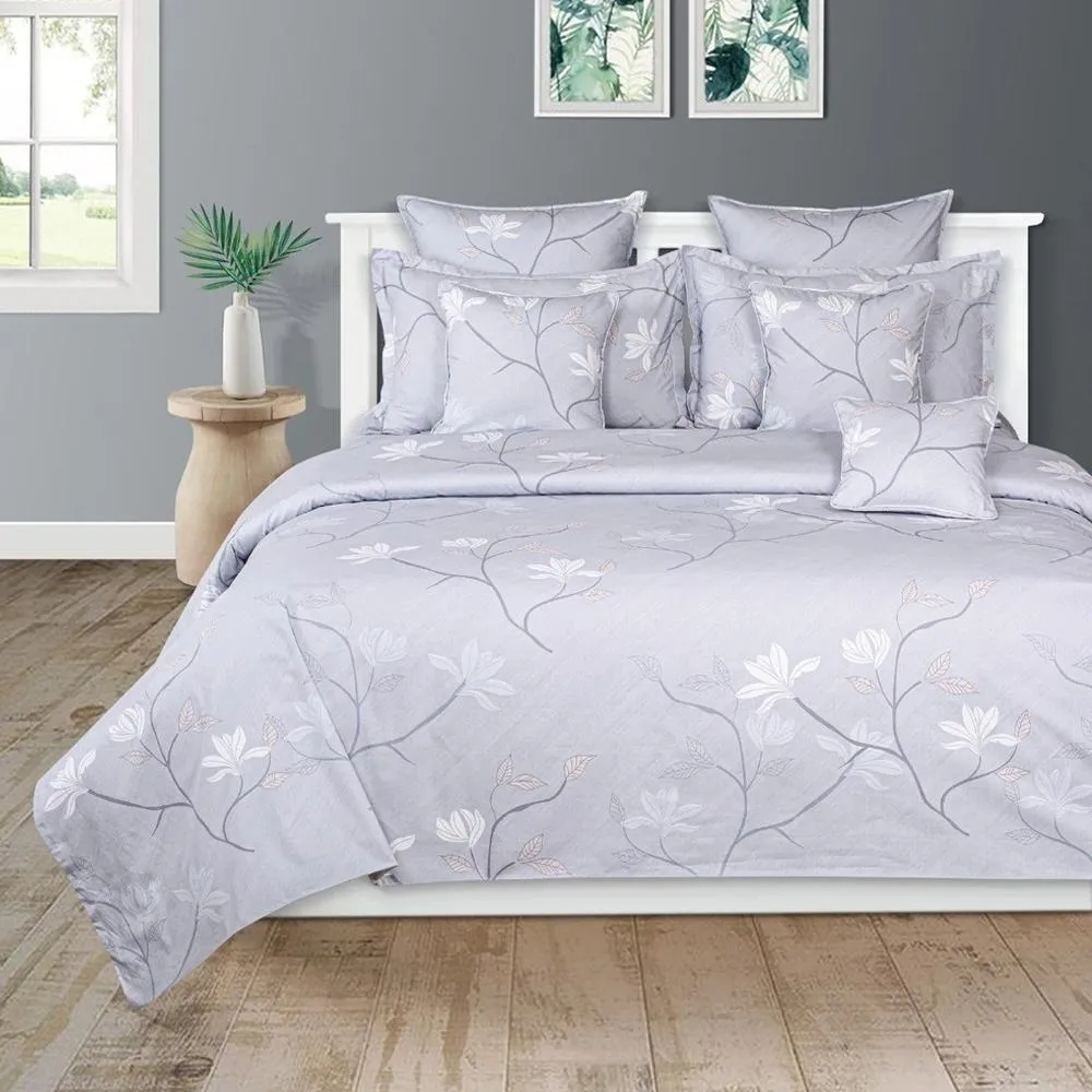 Swayam Pearl River White flower Veda Double Bedsheet with 2 pillow covers