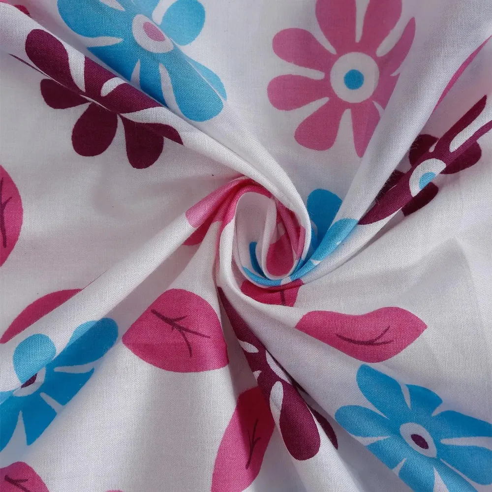 Swayam Pink &amp; Blue Floral Designer Double Bed Winter Quilt