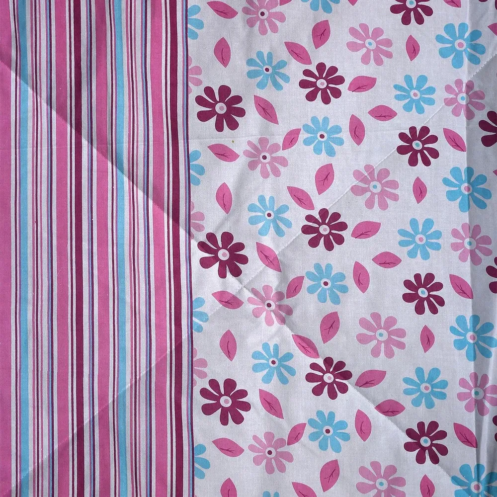 Swayam Pink &amp; Blue Floral Designer Double Bed Winter Quilt