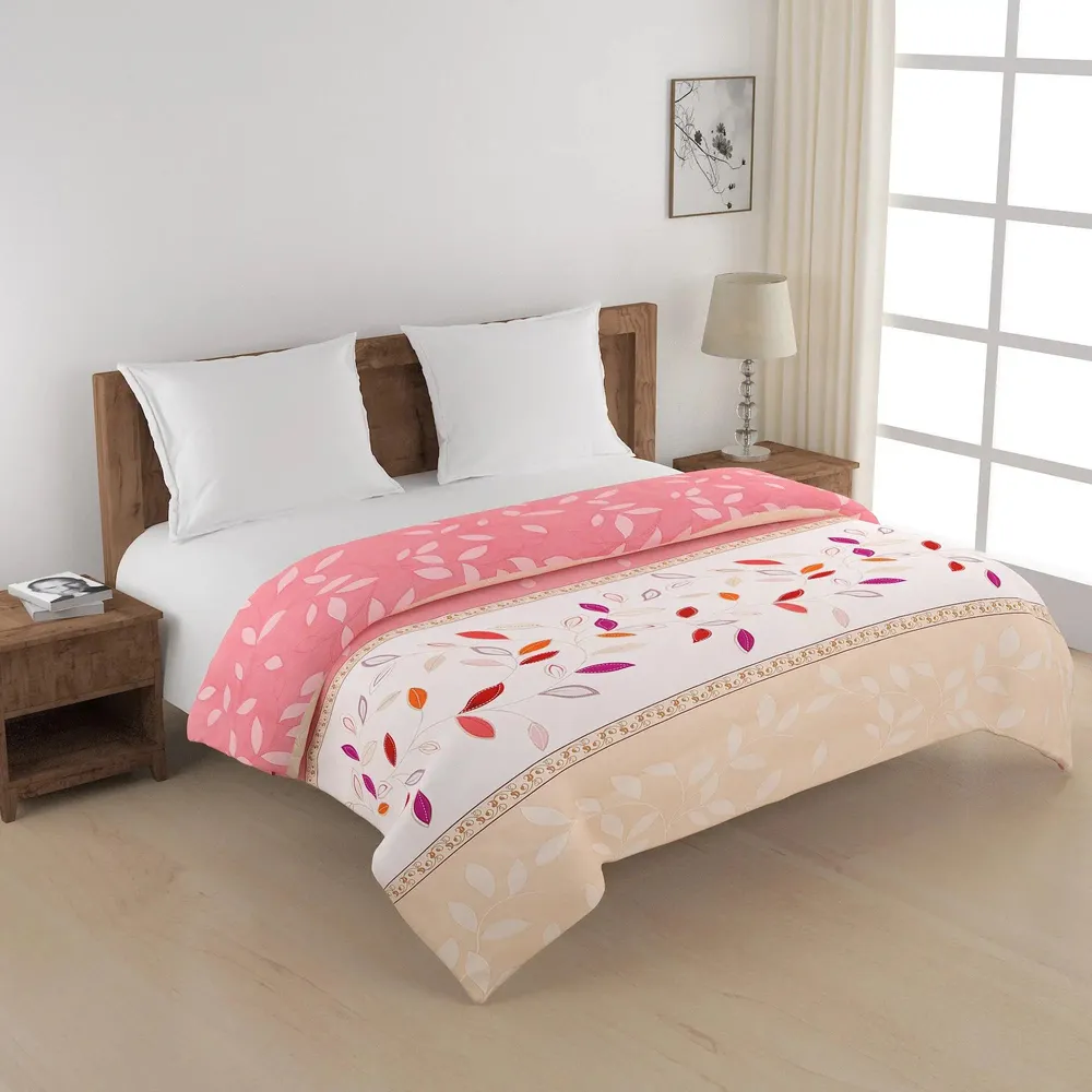 Swayam Pink Beauty Linear Blended Cotton Heavy Double Bed Comforter