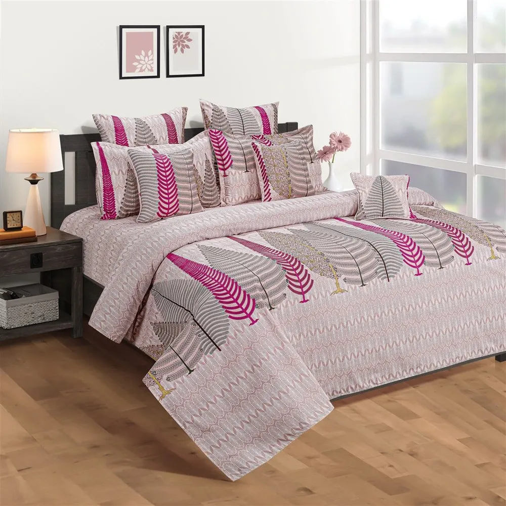 Swayam Pink Fern Print Veda Bedding Set