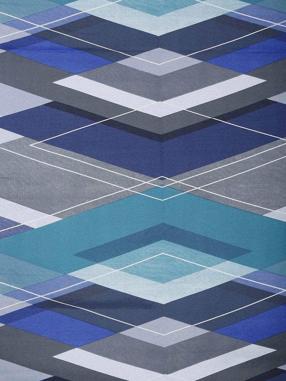 Swayam Sparkle Blue Geometric Print Fitted Double Bedsheet