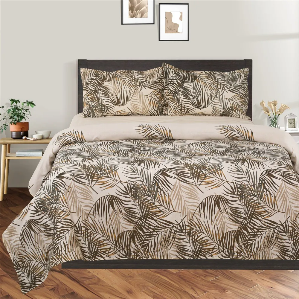 Swayam Sparkle Brown Floral Print Sparkle Double Bedsheet Double Bedsheet ( 90 X 100 Inches)