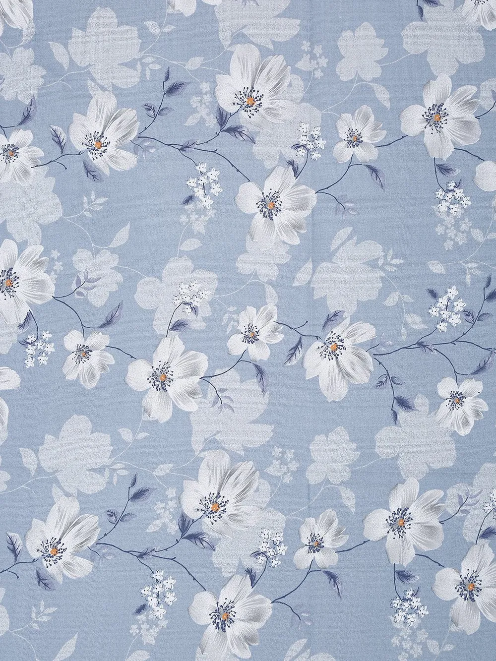 Swayam Sparkle Light blue Floral Fitted Double Bedsheet