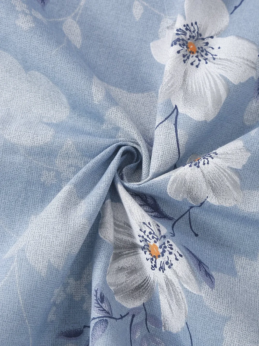 Swayam Sparkle Light blue Floral Fitted Double Bedsheet