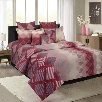 Swayam Sparkle Maroon Geometric Double Bedsheet