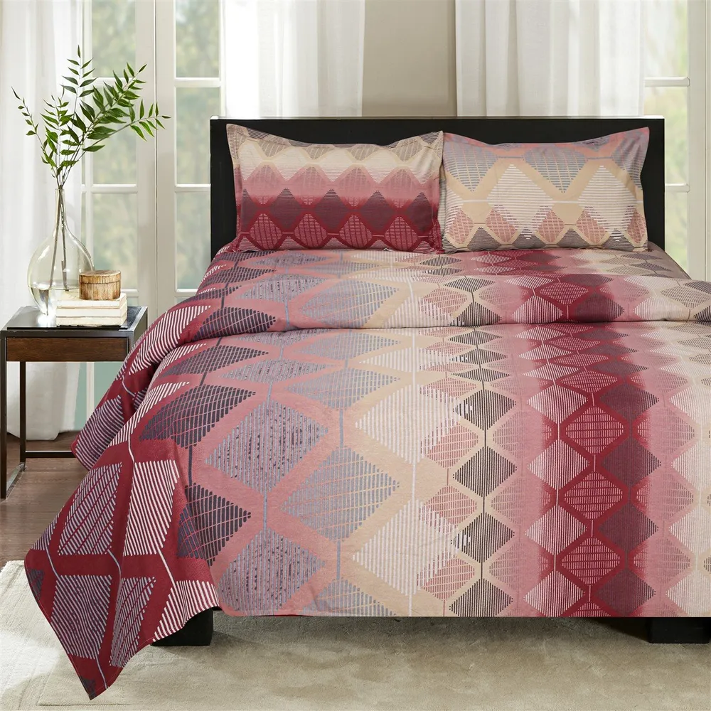 Swayam Sparkle Maroon Geometric Double Bedsheet Double Bedsheet (90X100 Inches)