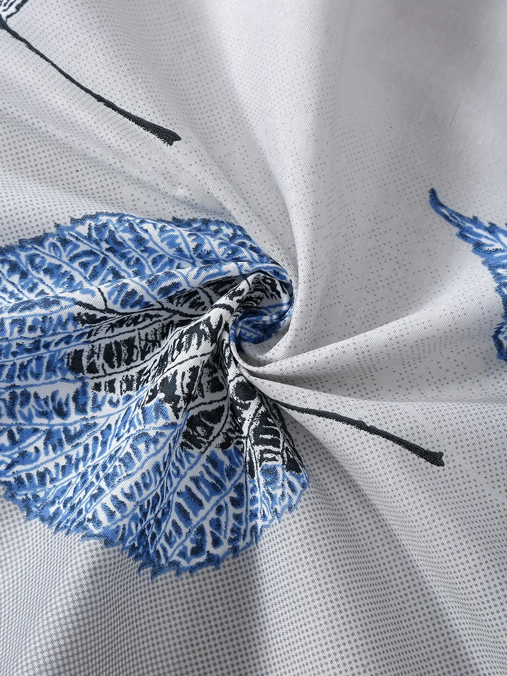 Swayam Sparkle Middle Blue Floral Pure Cotton Fitted Double Bedsheet