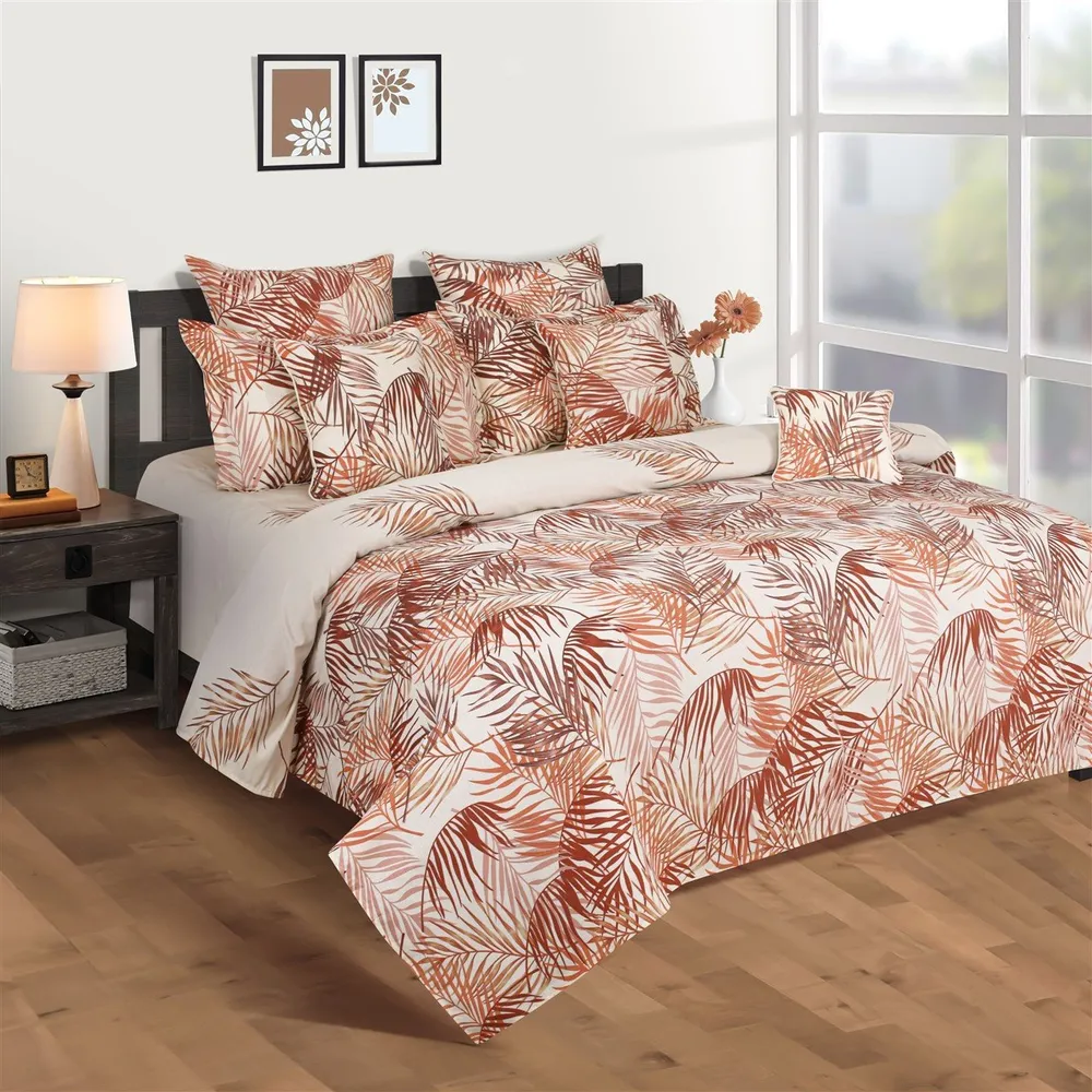 Swayam Sparkle Orange Floral Double Bedsheet Double Bedsheet (90 x 100 Inches)