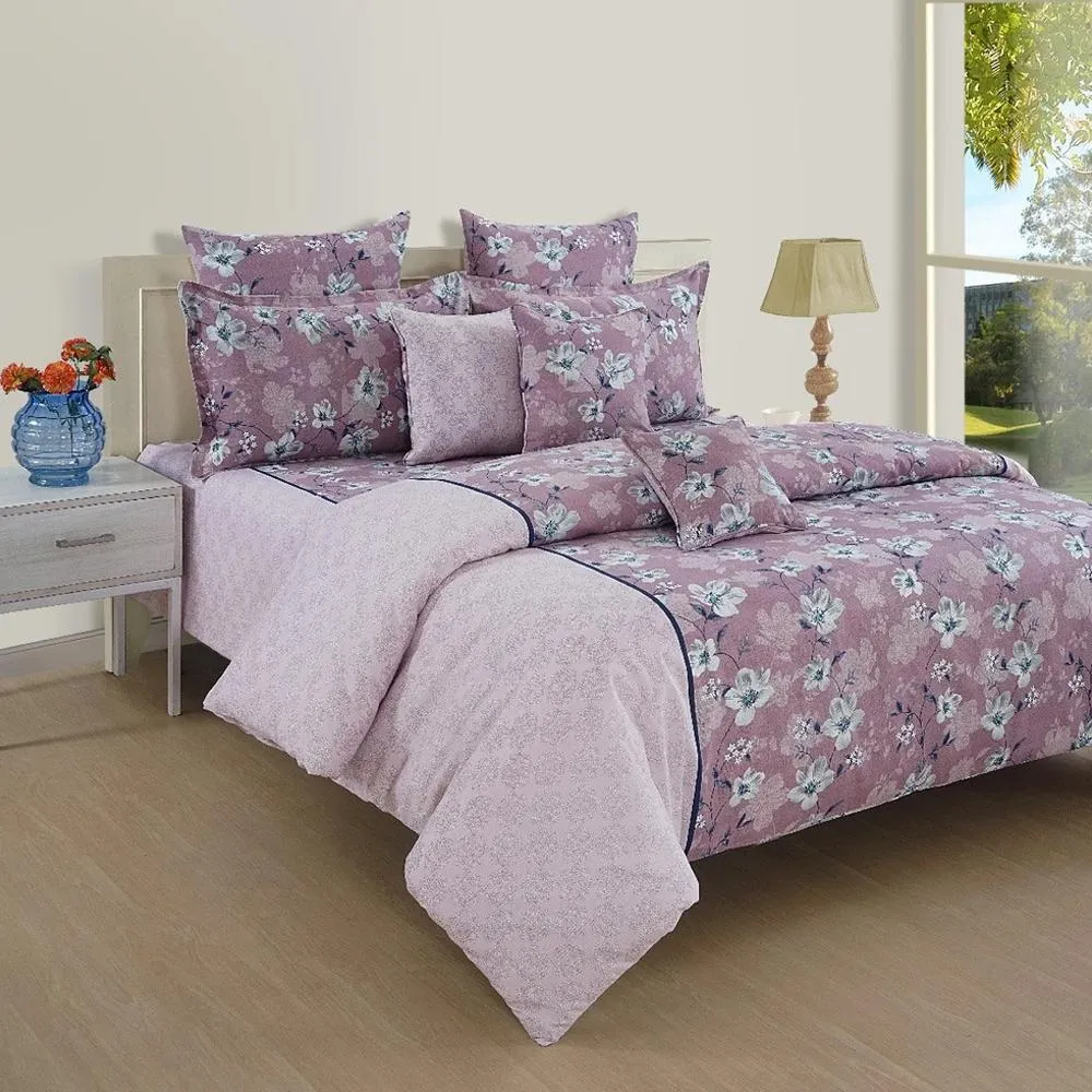 Swayam Sparkle Purple Floral Double Bedsheet Double Bedsheet (90 x 100 Inches)