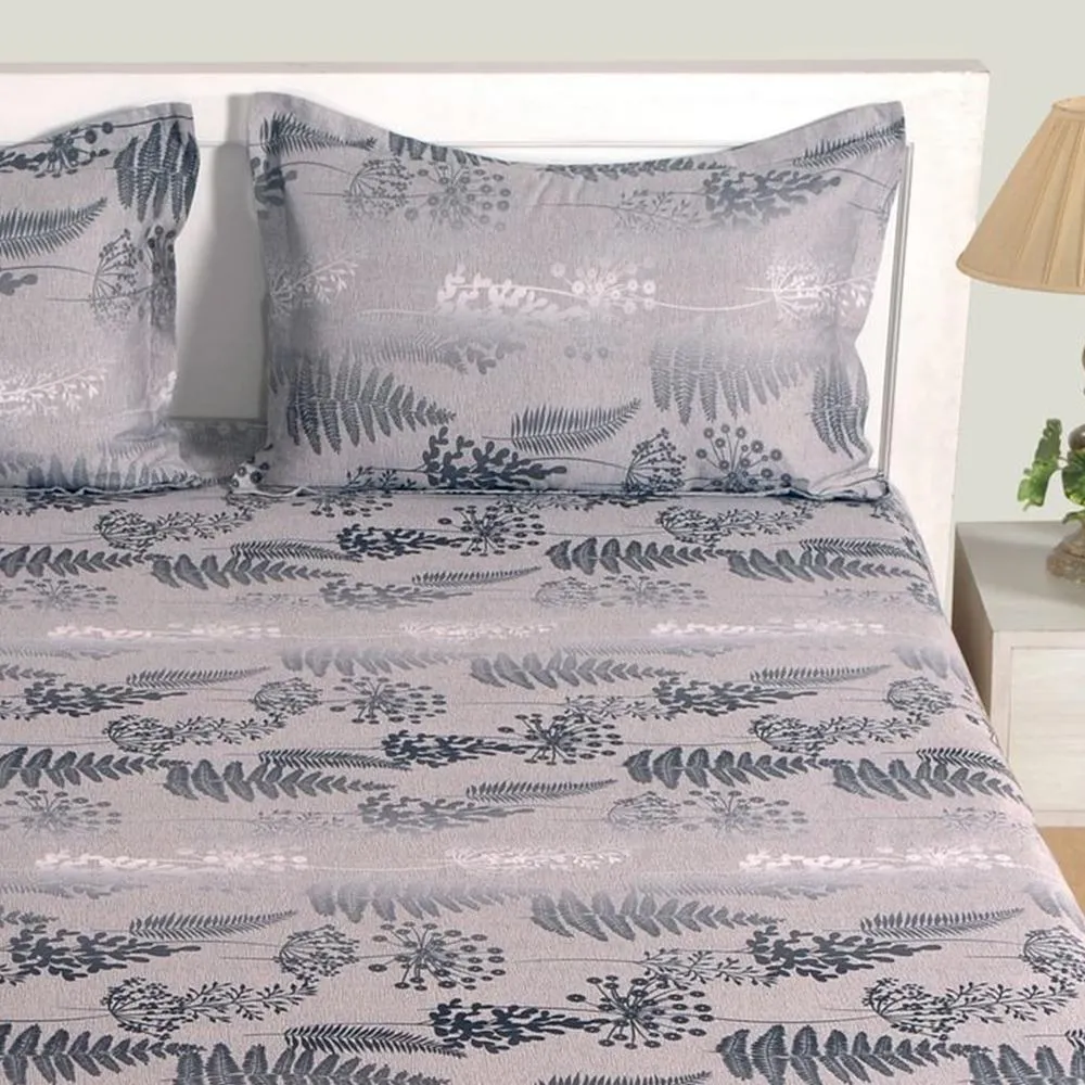 Swayam Stylized Leaf Printed Zinnia Double Bedsheet with 2 pillow covers Double Bedsheet (90 x 108 Inches)