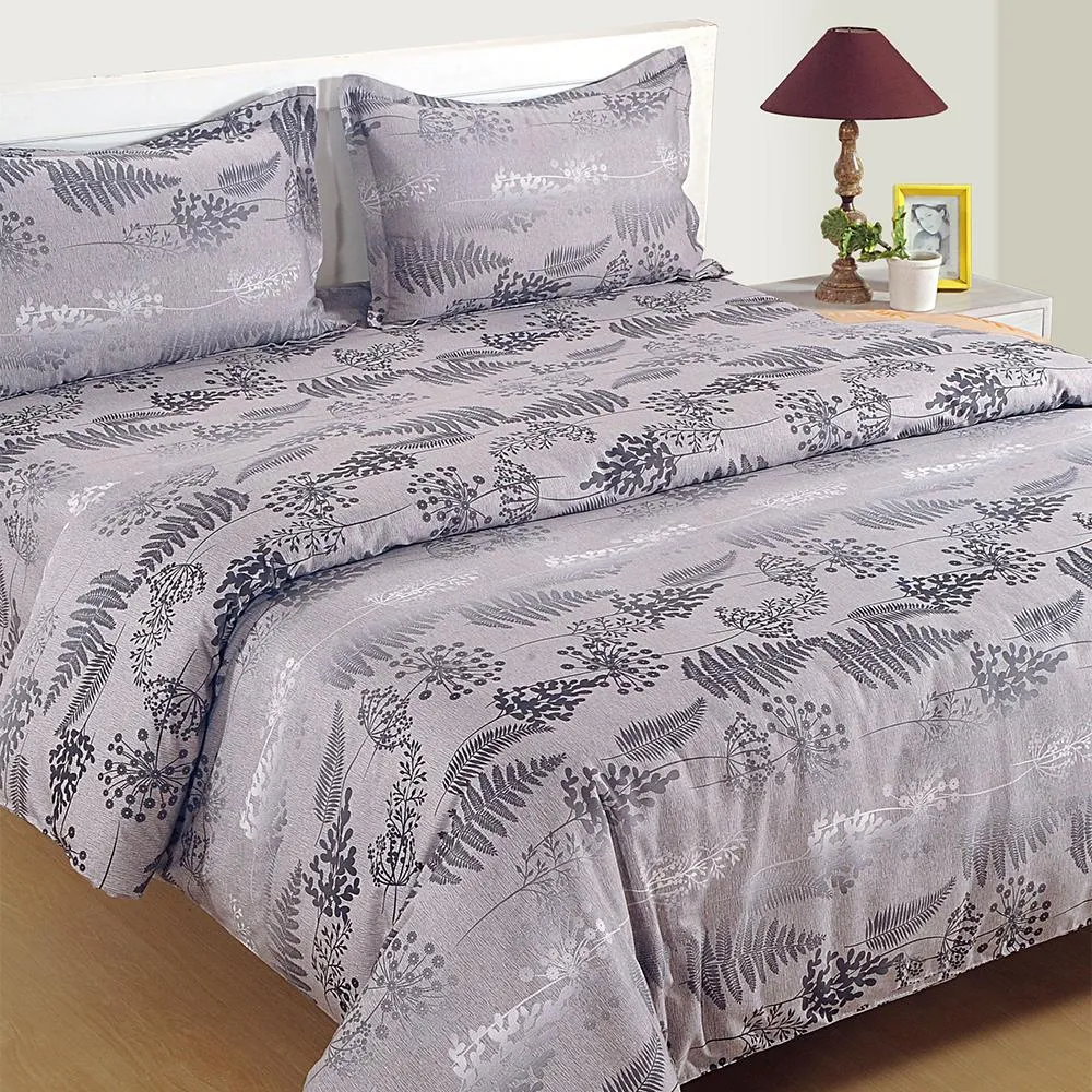 Swayam Stylized Leaf Printed Zinnia Double Bedsheet with 2 pillow covers Double Bedsheet (90 x 108 Inches)