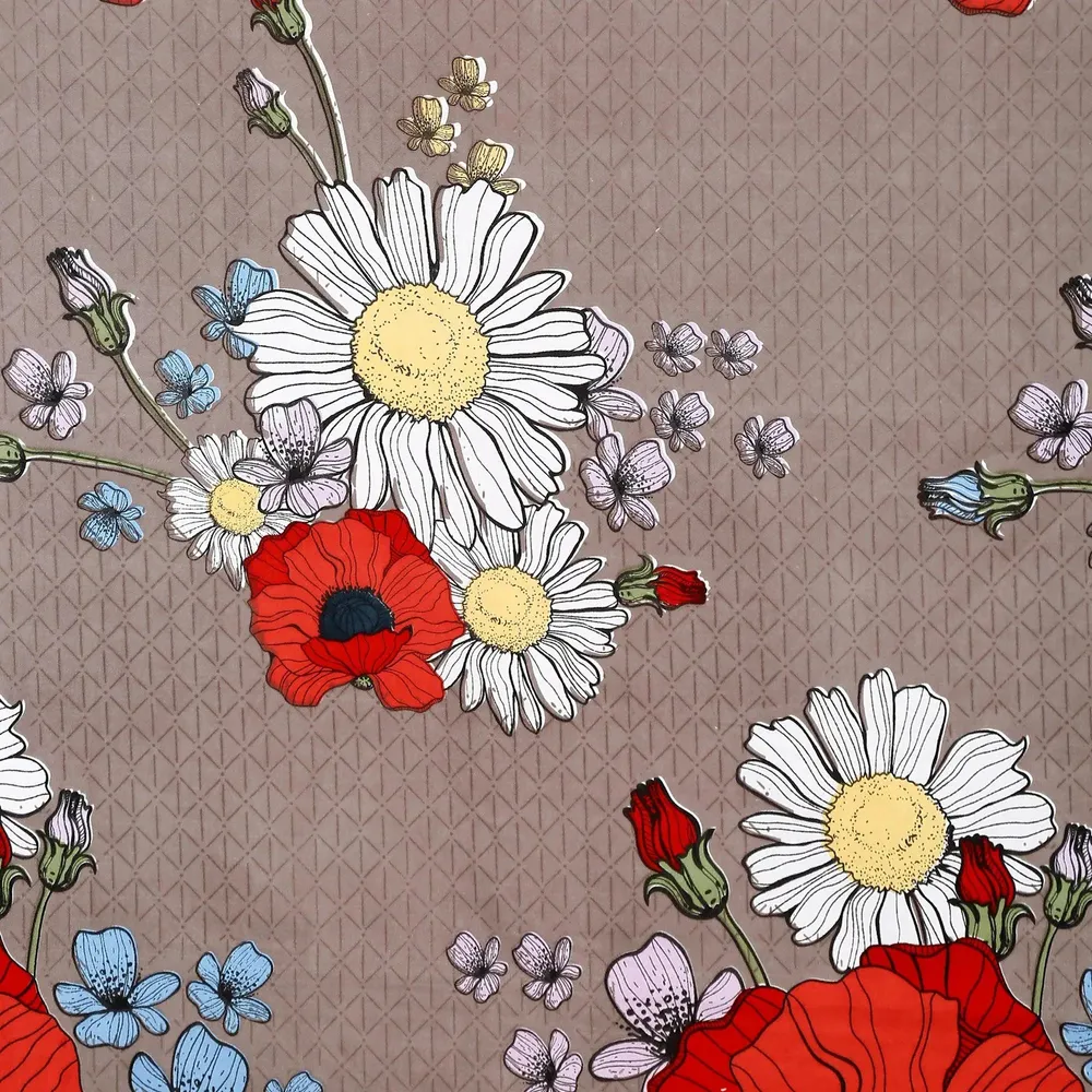 Swayam Taupe Red Floral Pattern Blended Cotton Double Bed Comforter