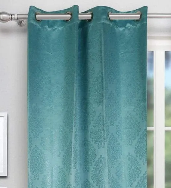 Swayam Turquoise Motif J&B Blackout Eyelet Window Curtain