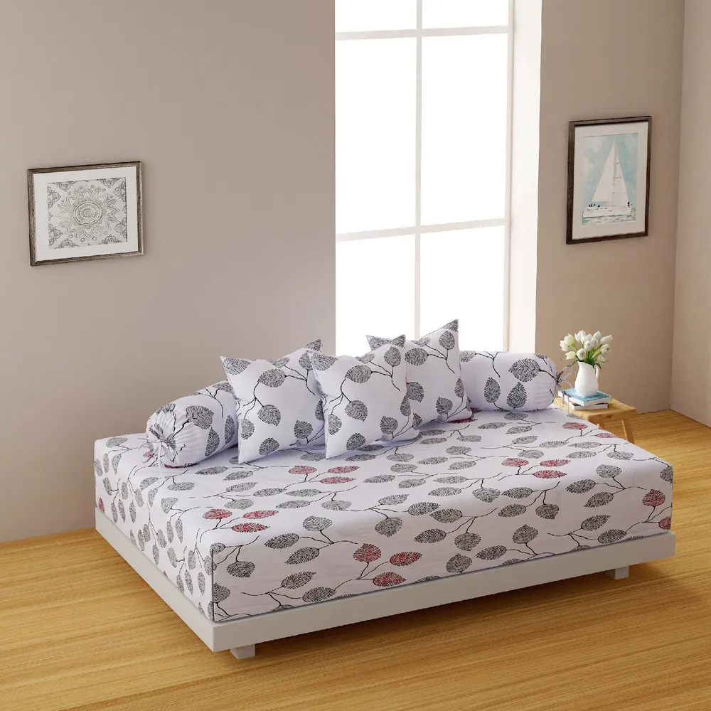 Swayam Veda 100% Pure Cotton Alluring Black & White, Leaf Print Diwan Set, Pack of 6