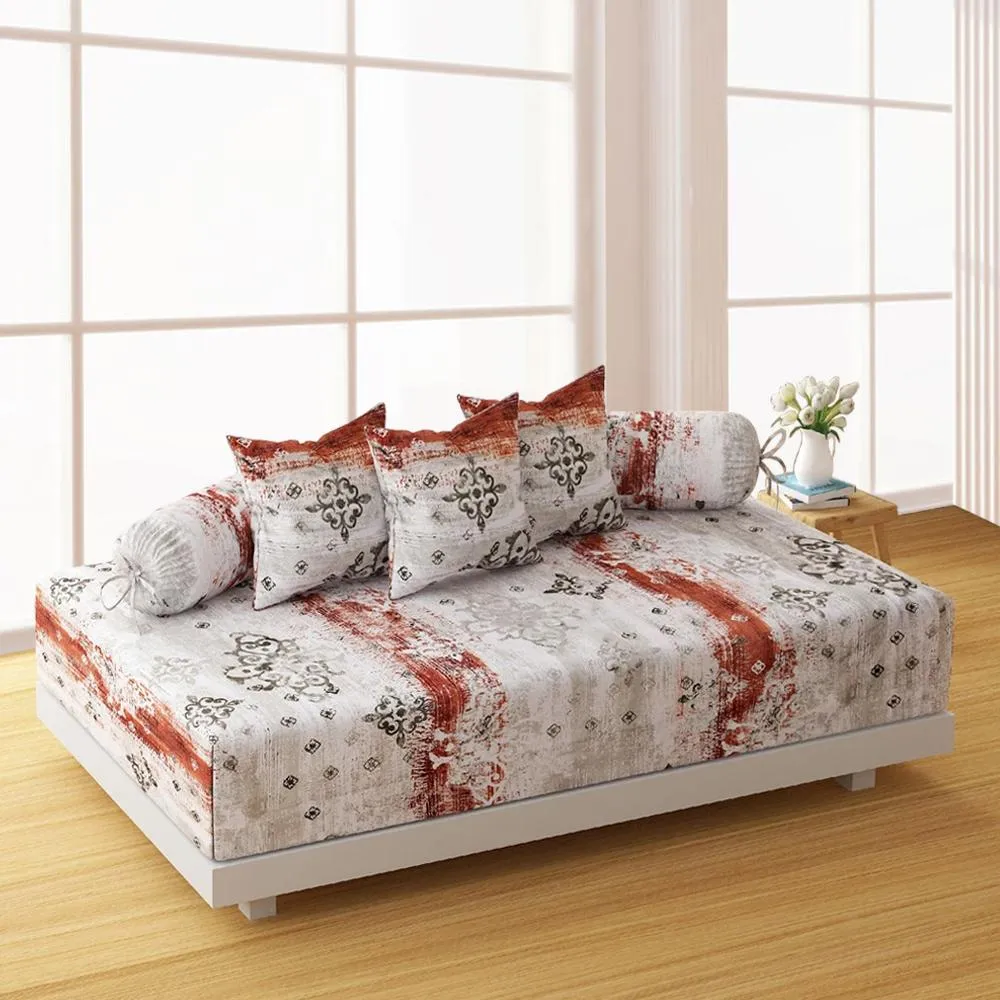 Swayam Veda 100% Pure Cotton Grey & Brown Ethnic Motif Diwan Set, Pack of 6