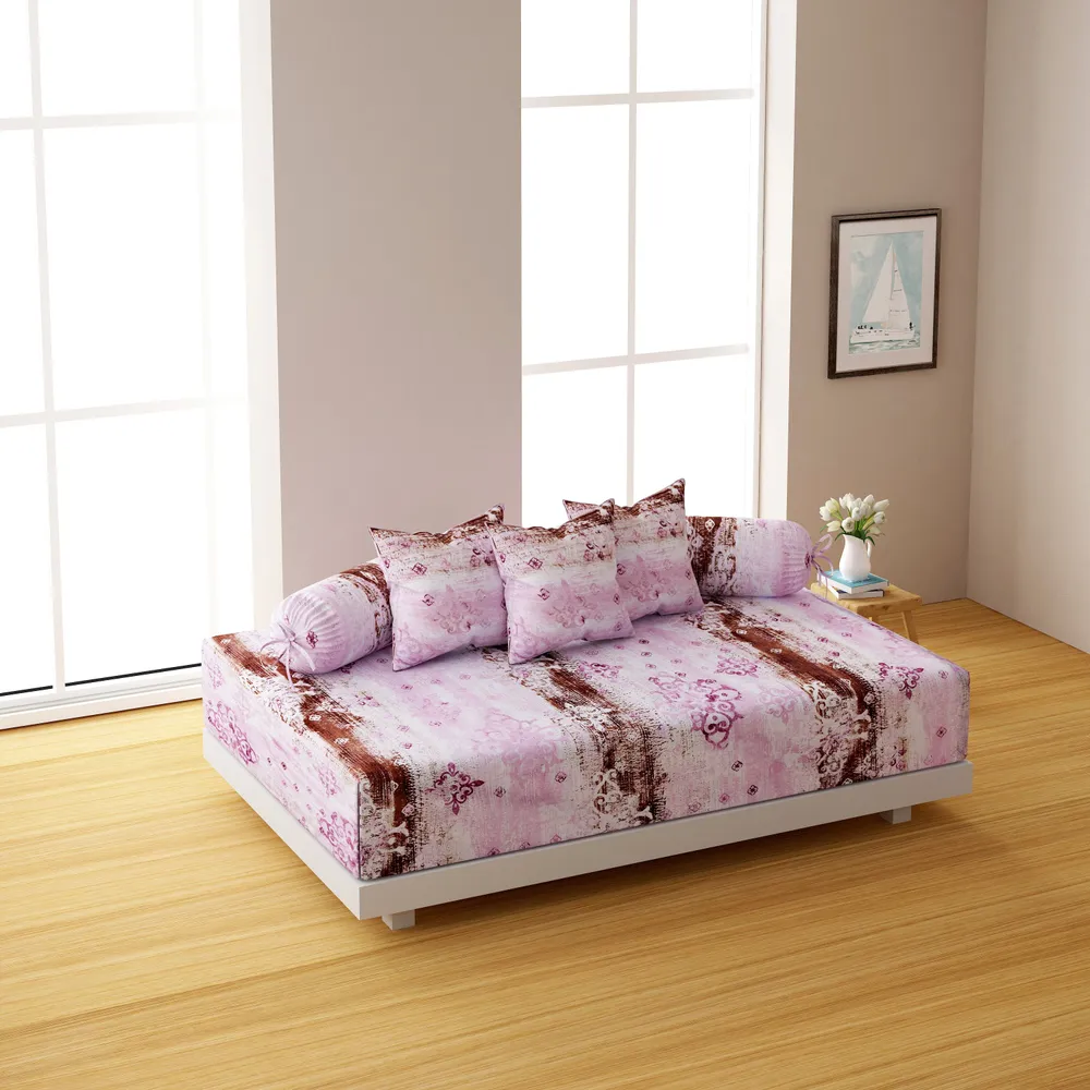 Swayam Veda 100% Pure Cotton Pink & Brown Floral Print Diwan Set, Pack of 6