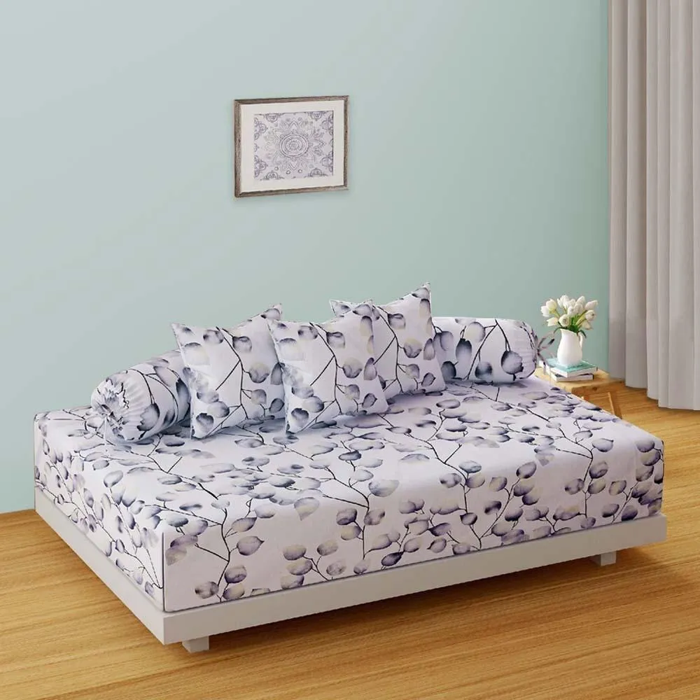 Swayam Veda 100% Pure Cotton Purple&  White Blooming Floral Print Diwan Set, Pack of 6