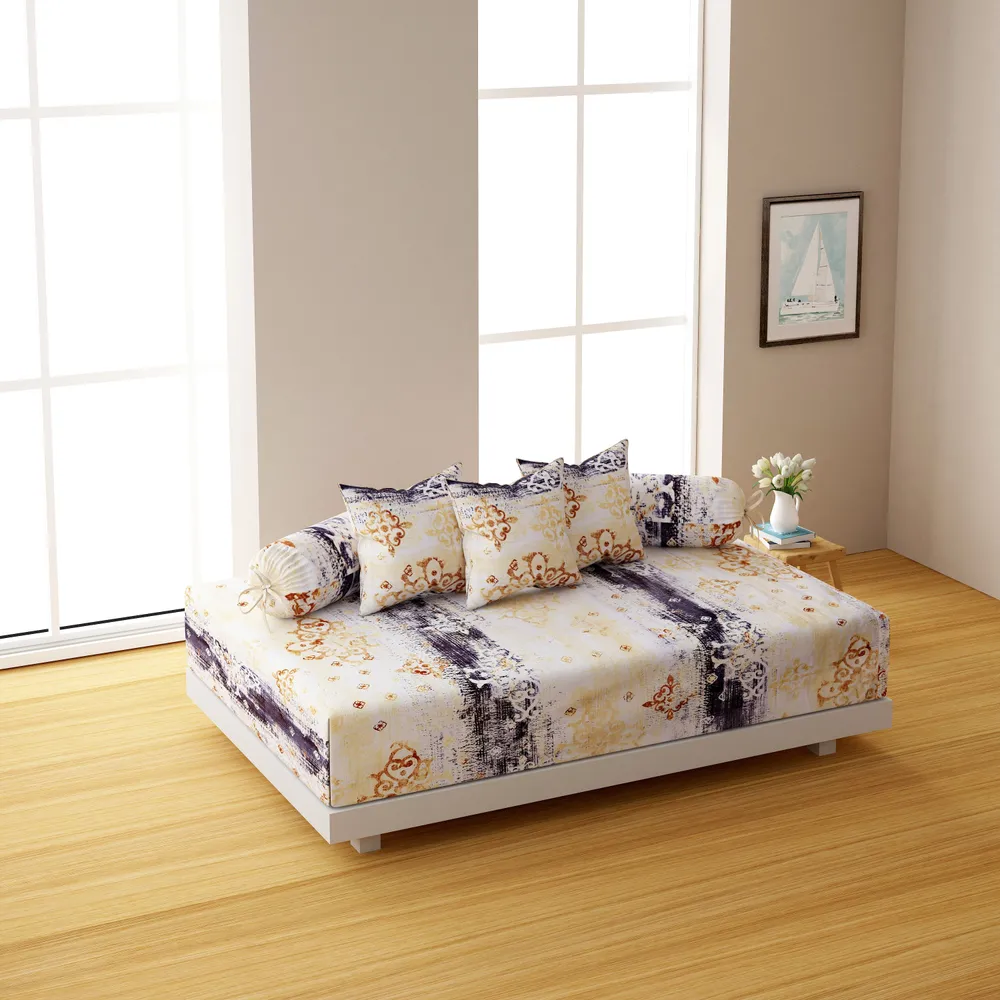 Swayam Veda 100% Pure Cotton Yellow& Purple Ethnic Motif Diwan Set, Pack of 6