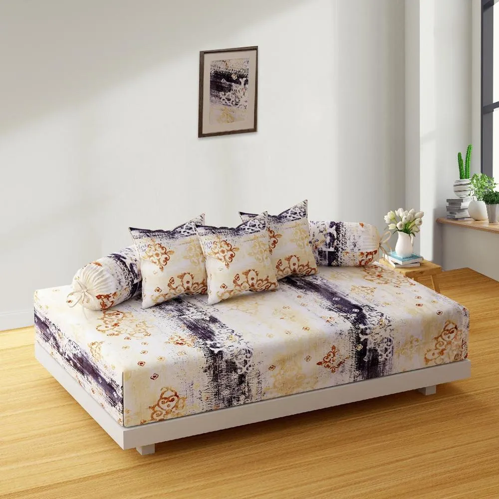 Swayam Veda 100% Pure Cotton Yellow& Purple Ethnic Motif Diwan Set, Pack of 6