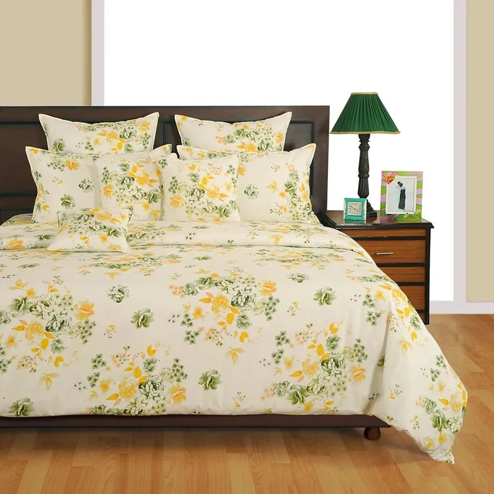Swayam Veda  Floral Off-White Double Bed Sheet Double Bedsheet (88 x 106 Inches)