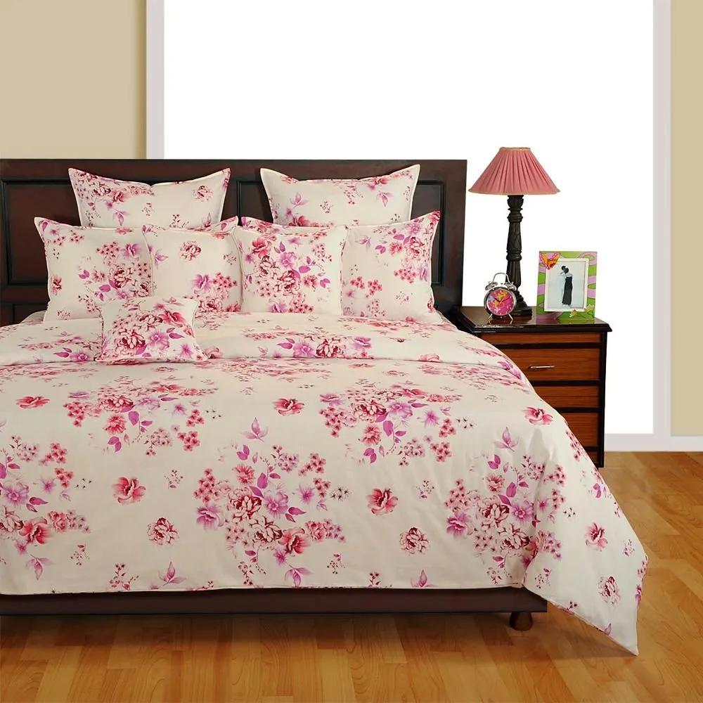 Swayam Veda Floral Off-White Magenta Bed comforter Single Bed Comforter