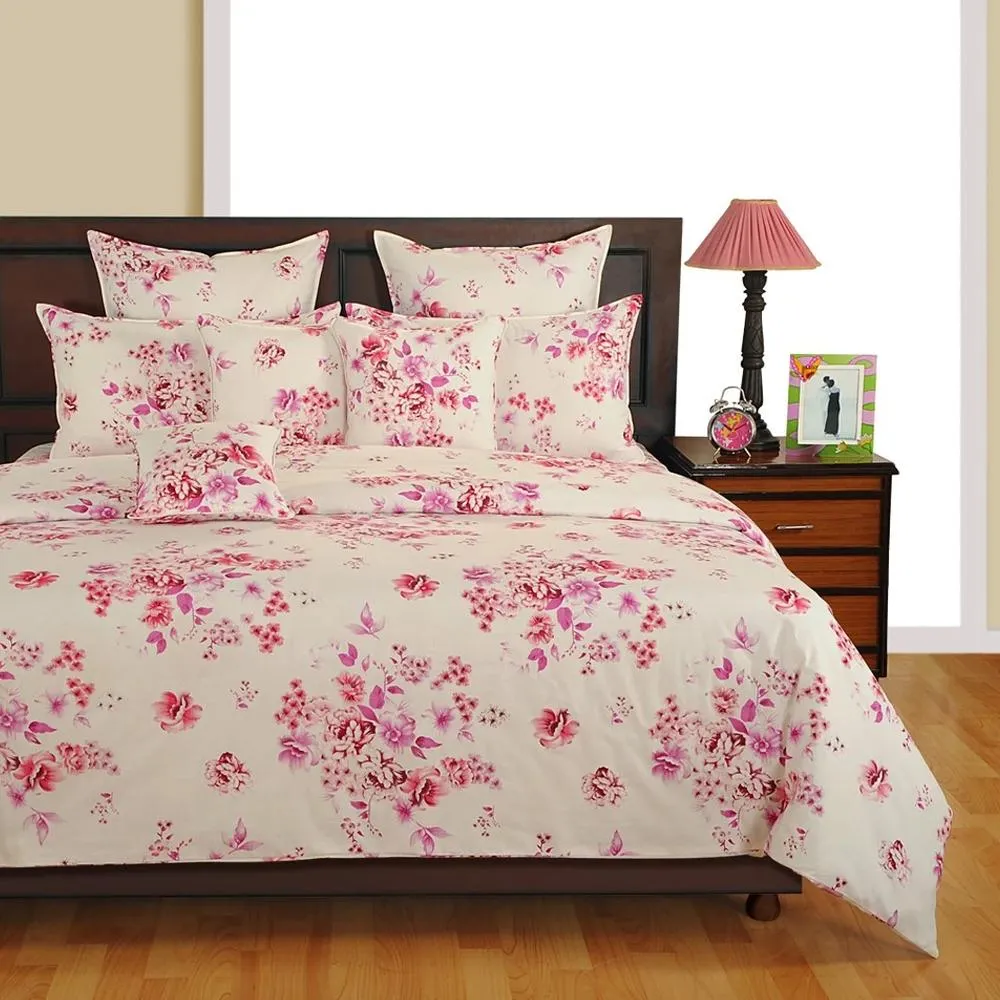 Swayam Veda Floral Off-White Magenta Single Bed Sheet