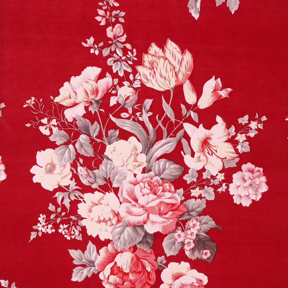 Swayam Wild Floral Crimson Blended Cotton Double Bed Comforter