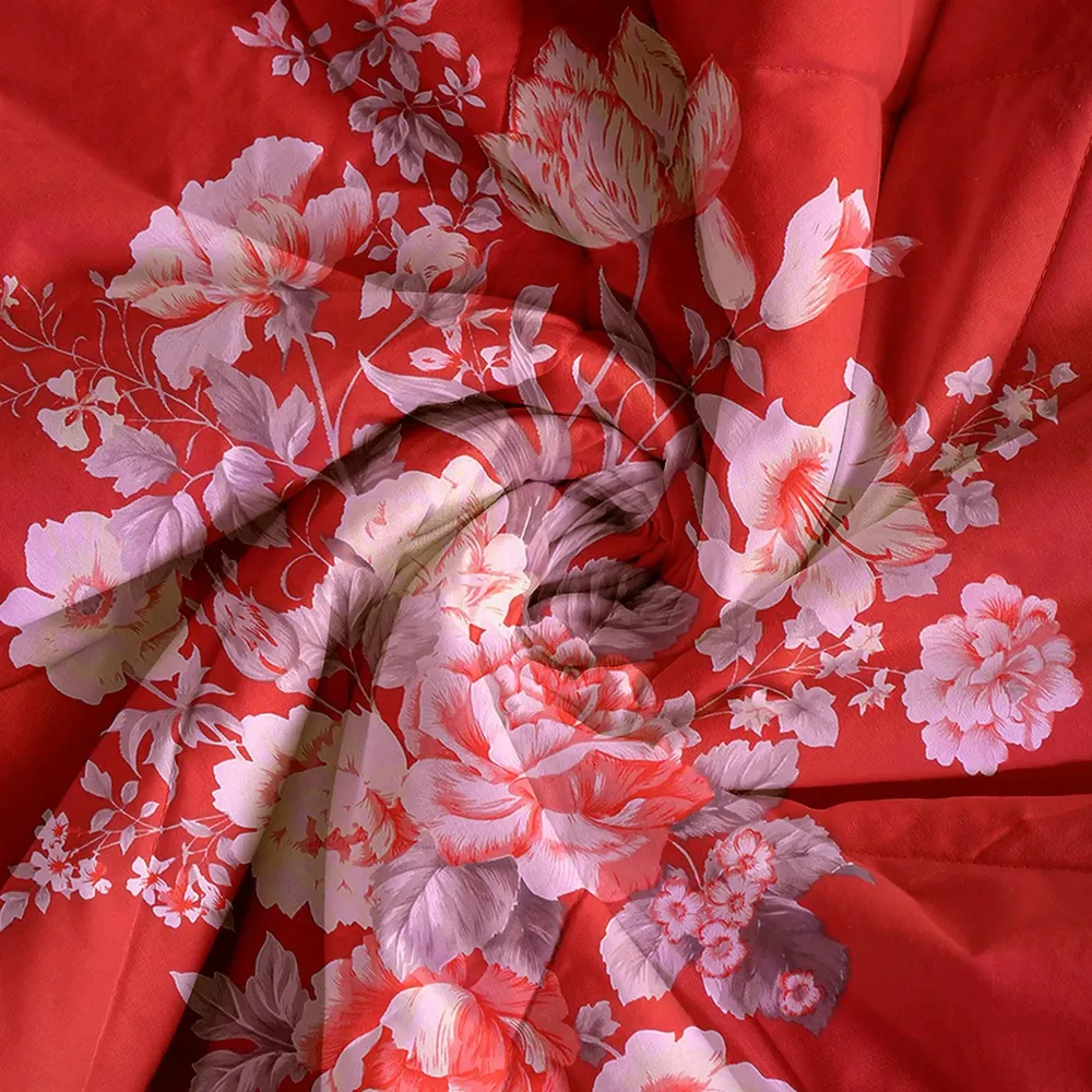 Swayam Wild Floral Crimson Blended Cotton Double Bed Comforter