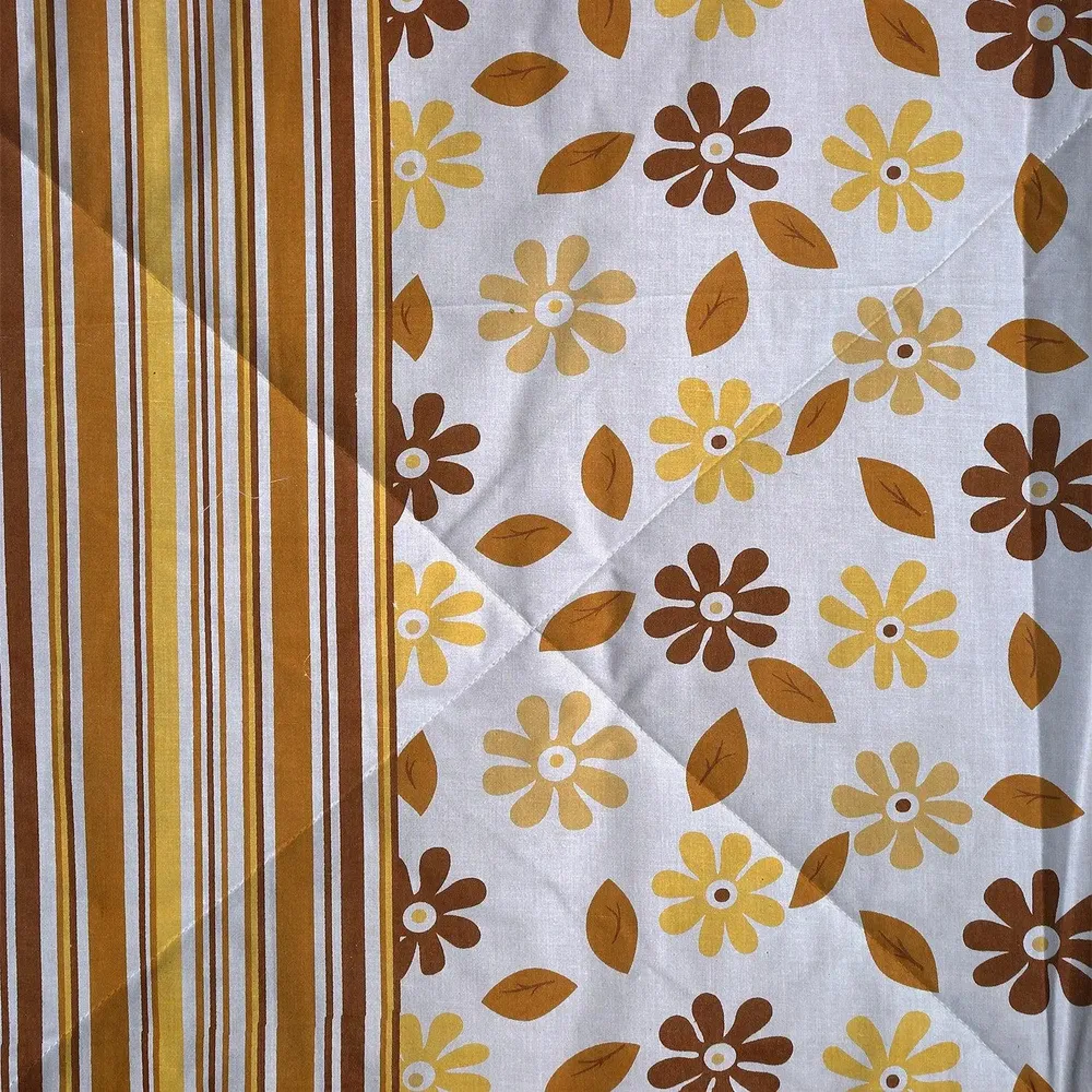 Swayam Yellow &amp; Brown Floral Designer Double Bed Winter Quilt