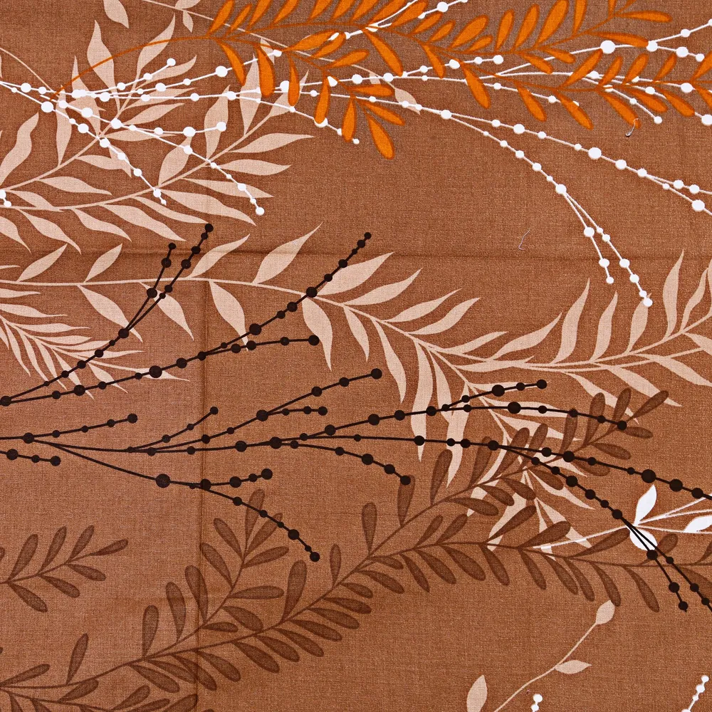 Swayam Zinnia 100% Pure Cotton Brown Base Multicolor Leaf Print Diwan Set, Pack Of 6