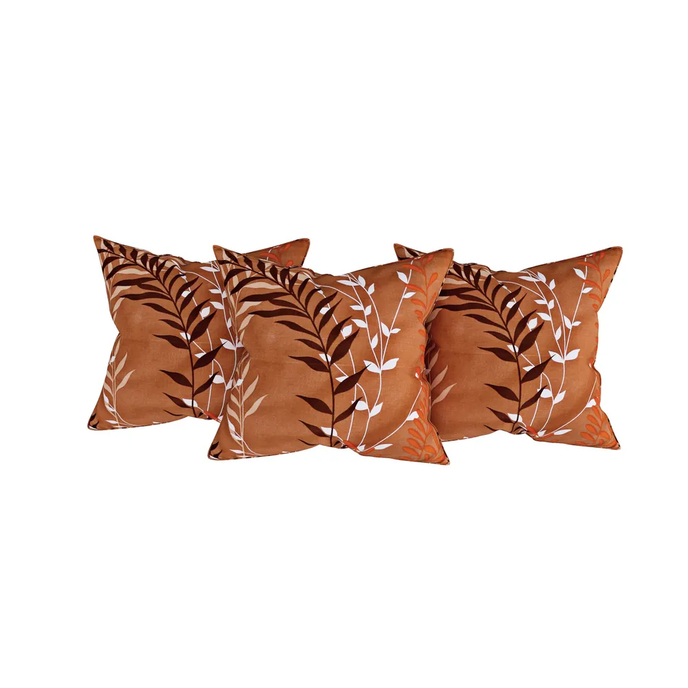 Swayam Zinnia 100% Pure Cotton Brown Base Multicolor Leaf Print Diwan Set, Pack Of 6