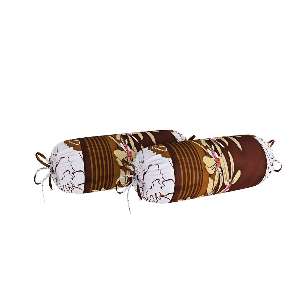 Swayam     Zinnia 100% Pure Cotton Brown& White Leaf Print Diwan Set, Pack of 6