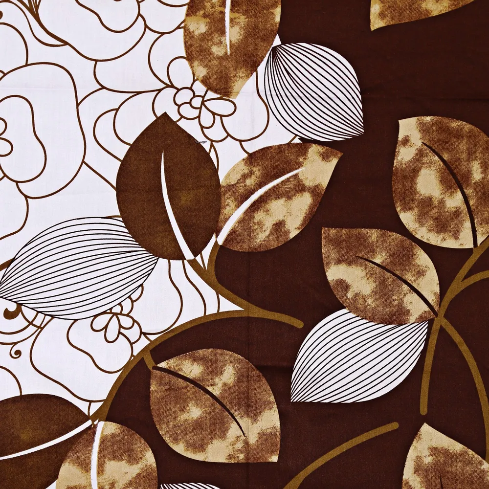 Swayam     Zinnia 100% Pure Cotton Brown& White Leaf Print Diwan Set, Pack of 6