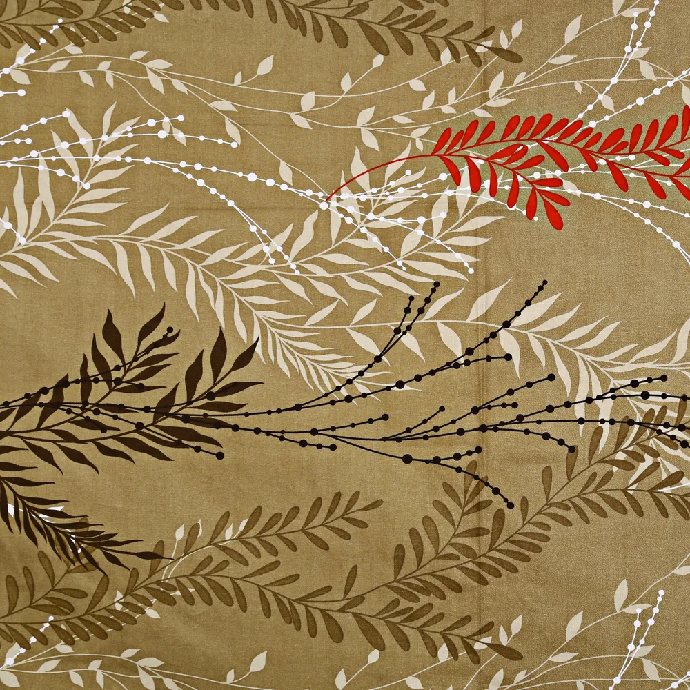 Swayam Zinnia 100% Pure Cotton Brown&Red Leaf Print Diwan Set, Pack of 6
