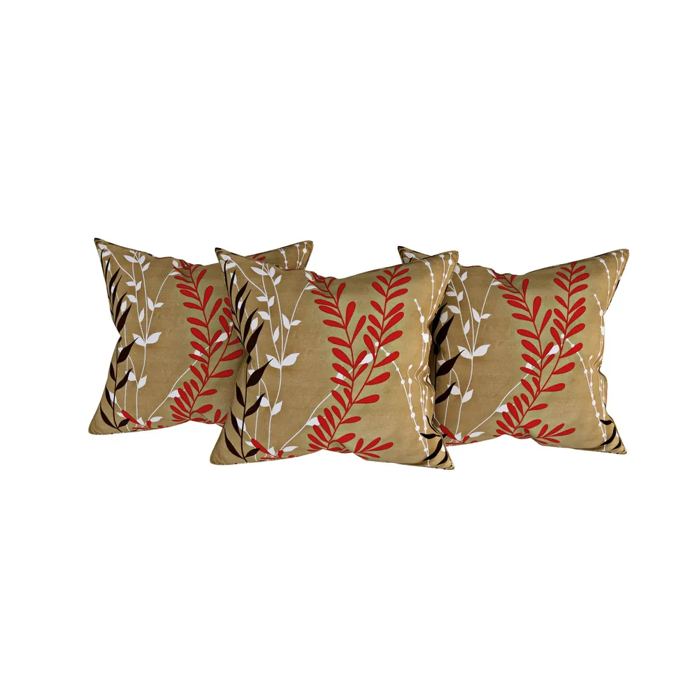 Swayam Zinnia 100% Pure Cotton Brown&Red Leaf Print Diwan Set, Pack of 6