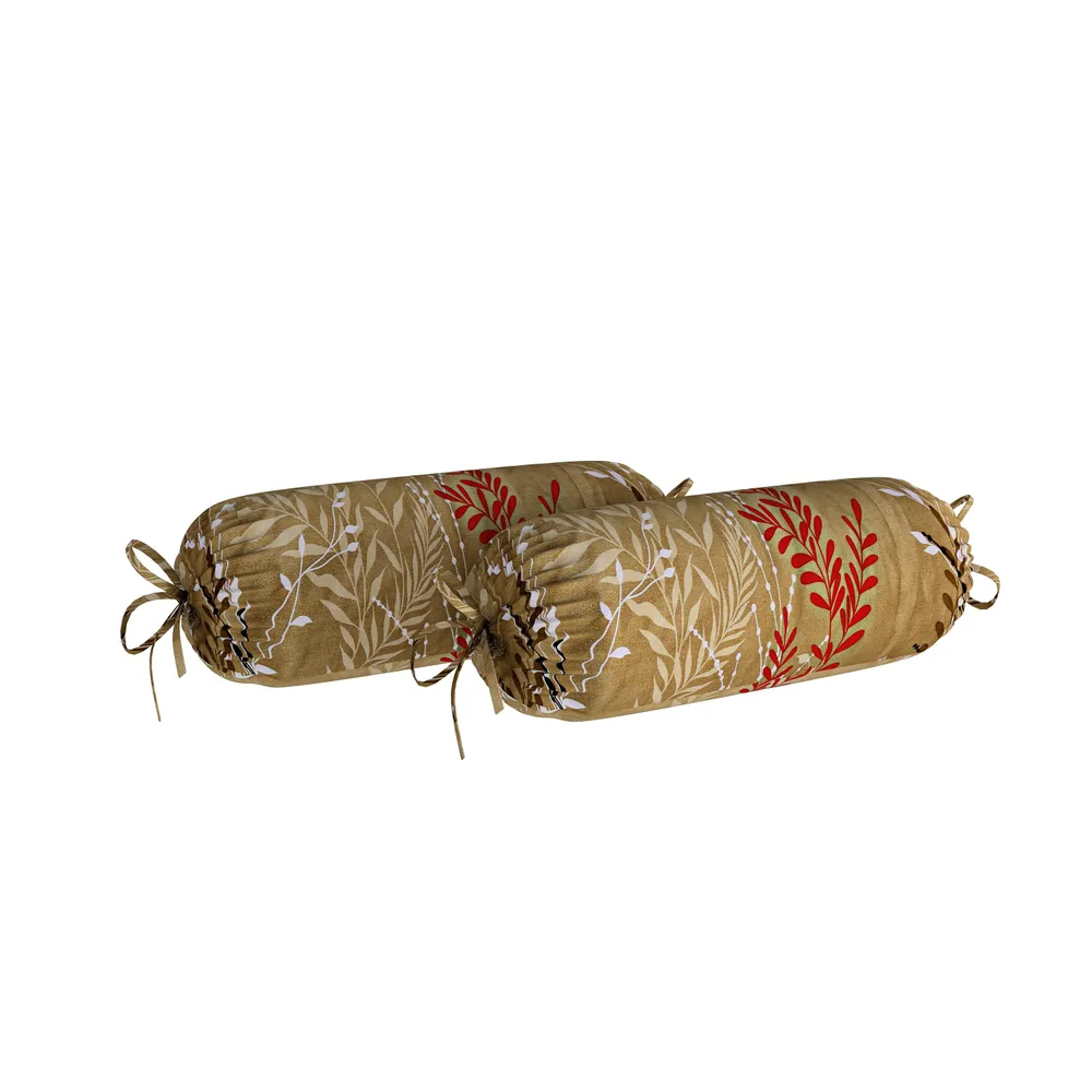 Swayam Zinnia 100% Pure Cotton Brown&Red Leaf Print Diwan Set, Pack of 6
