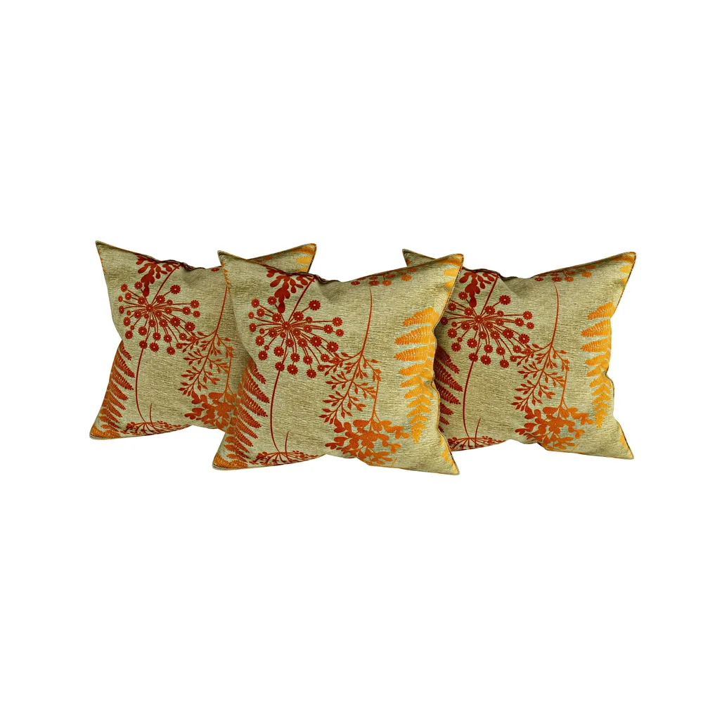 Swayam Zinnia 100% Pure  Cotton Mustard Assymetrical Leaf Print Diwan Set, Pack Of 6