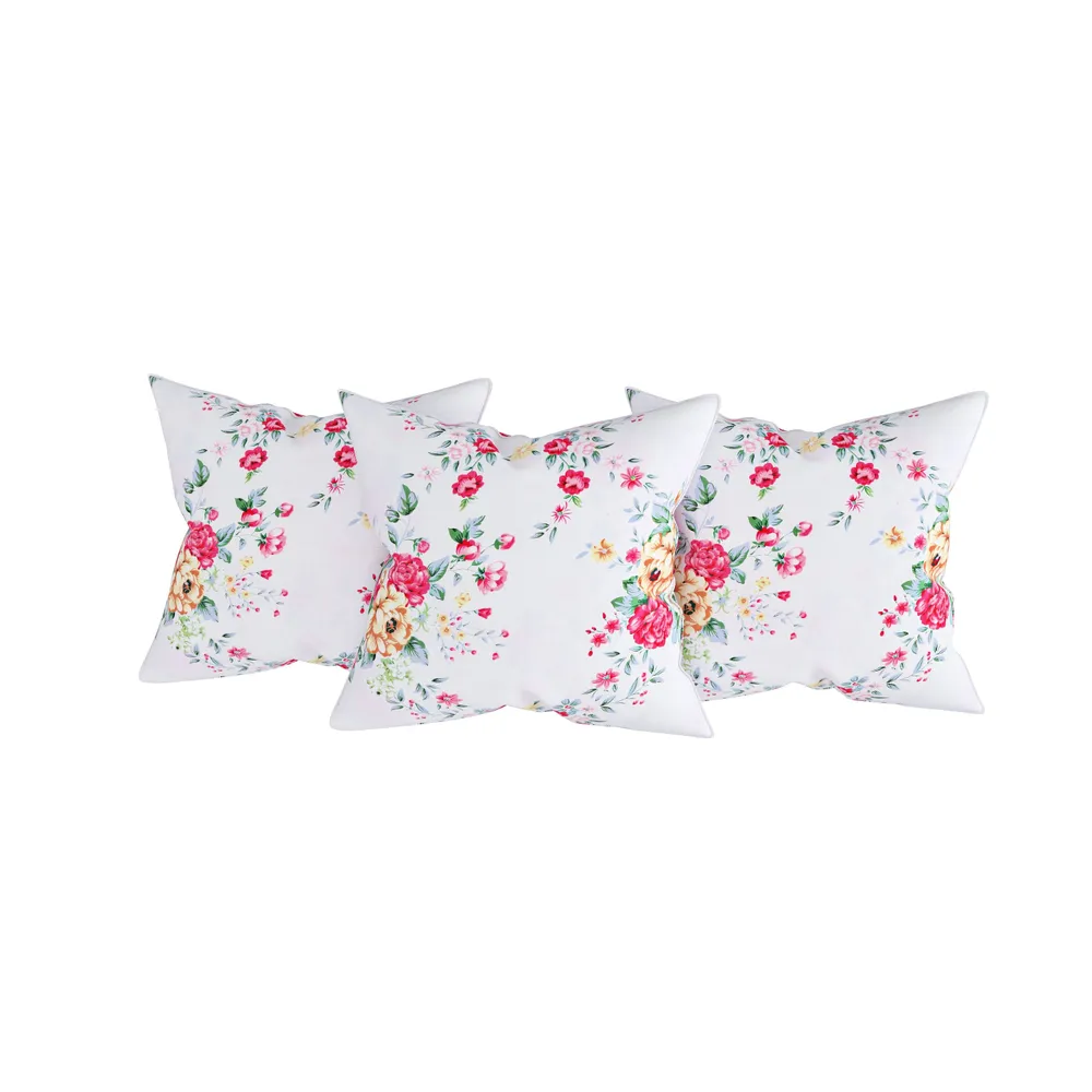 Swayam   Zinnia 100% Pure Cotton Pink& White Floral Print Diwan Set, Pack of 6
