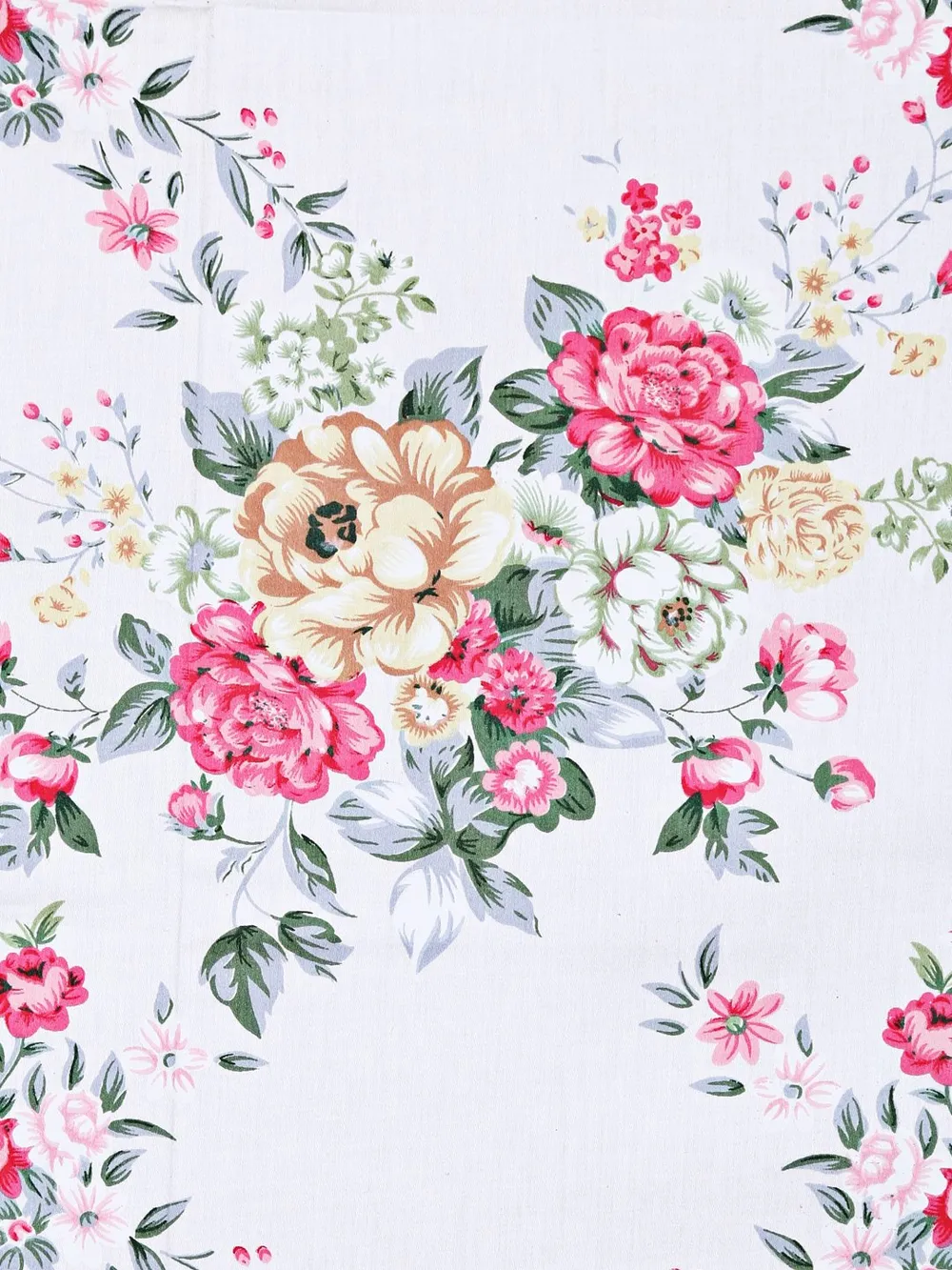 Swayam   Zinnia 100% Pure Cotton Pink& White Floral Print Diwan Set, Pack of 6