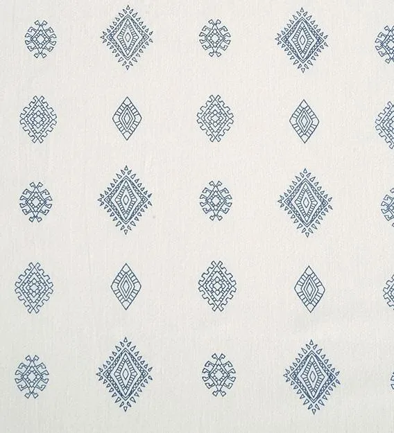 Swayam Zinnia Blue Motifs Cotton Double Bedsheet Double Bedsheet