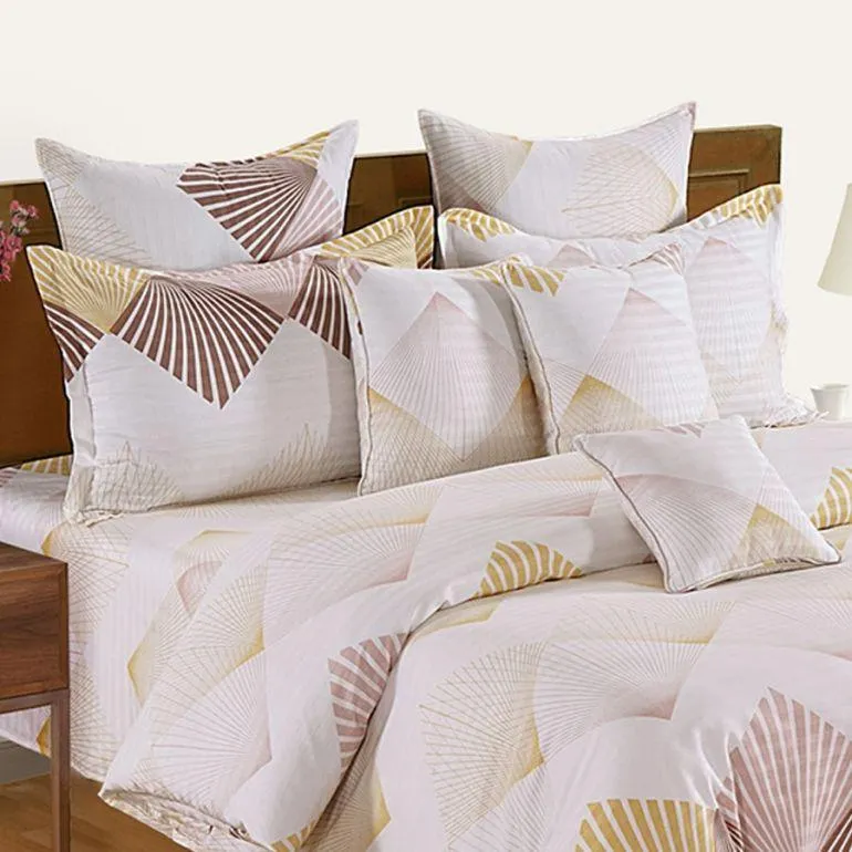 Swayam Zinnia Bugundy Geometric Cotton Fitted Doube Bedsheet
